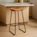 Nandri Acacia Wood & Black Frame Bar Stool