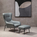 Kaiko Grey Leather Armchair & Footstool