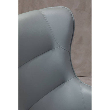 Kaiko Grey Leather Armchair & Footstool