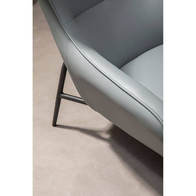 Kaiko Grey Leather Armchair & Footstool