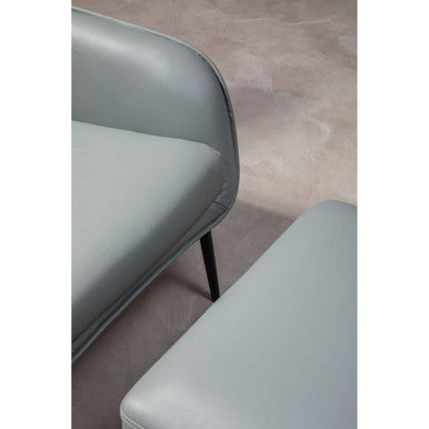 Kaiko Grey Leather Armchair & Footstool
