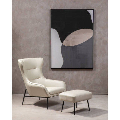 Kaiko Stone Leather Armchair & Footstool