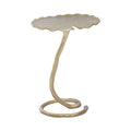 Handcrafted Gold Metal Side Table With Floral Inspired Scalloped Top, Inventivo