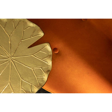 Handcrafted Gold Metal Side Table With Floral Inspired Scalloped Top, Inventivo