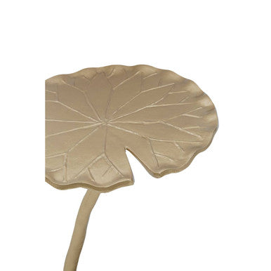 Handcrafted Gold Metal Side Table With Floral Inspired Scalloped Top, Inventivo