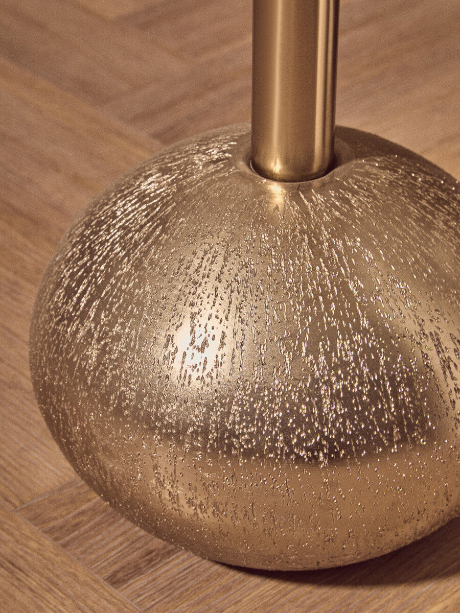 Geometric Mosaic Top Gold Side Table With Slim Column & Round Base, Inventivo