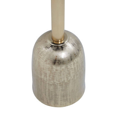 Geometric Mosaic Accent Side Table With Slim Gold Cylindrical Pedestal Base, Inventivo
