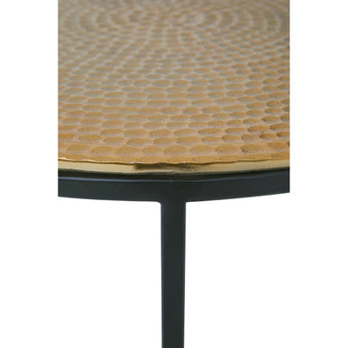 Set Of 3 Black & Gold Hammered Metal Nesting Tables, Elias