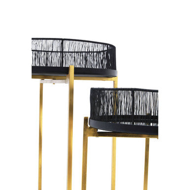 Set Of 2 Black Wire & Gold Metal Frame Nesting Tables, Enzo