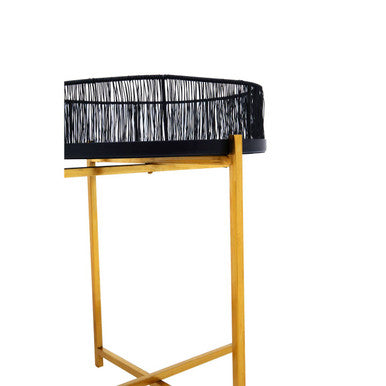 Set Of 2 Black Wire & Gold Metal Frame Nesting Tables, Enzo