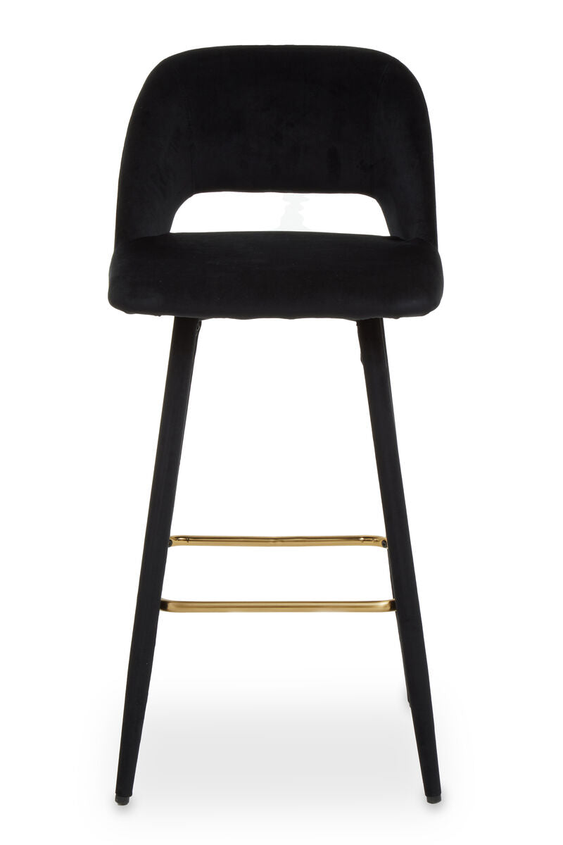 Warren Bar Chair Velvet Black Mid-Century