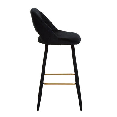 Warren Bar Chair Velvet Black Mid-Century