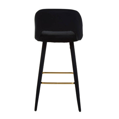 Warren Bar Chair Velvet Black Mid-Century