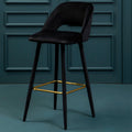 Warren Bar Chair Velvet Black Mid-Century