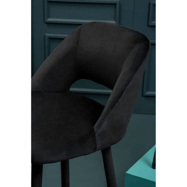 Warren Bar Chair Velvet Black Mid-Century