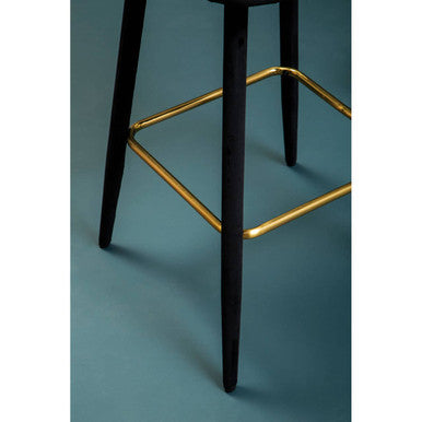 Warren Bar Chair Velvet Black Mid-Century