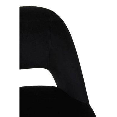 Warren Bar Chair Velvet Black Mid-Century