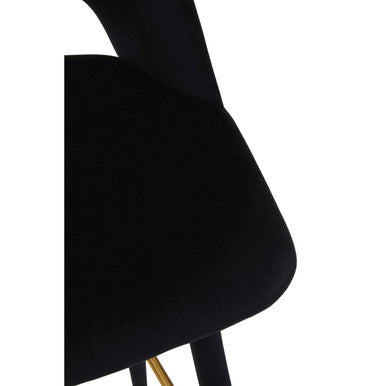 Warren Bar Chair Velvet Black Mid-Century