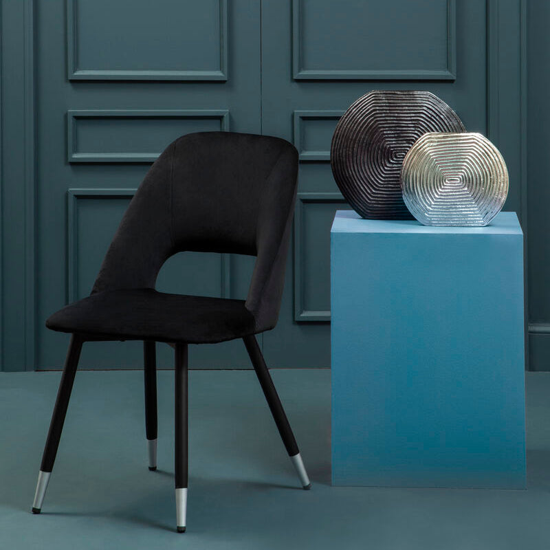 Warren Velvet Black Contemporary Dining Chair