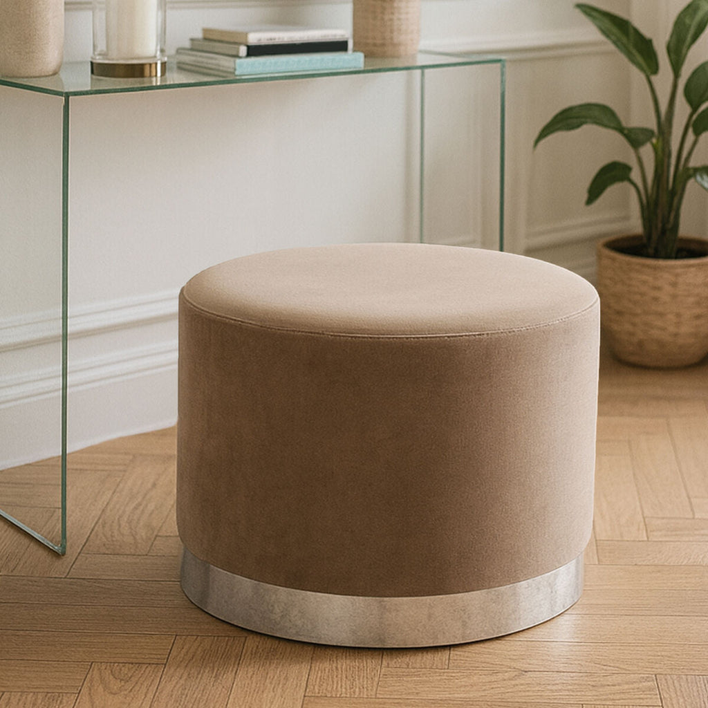 Hagen Mink & Silver Round Stool
