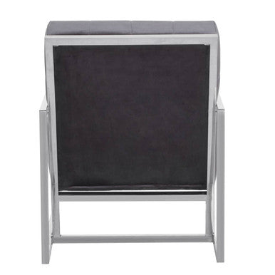 Hana Grey Velvet Chair With Stainless Steel Frame