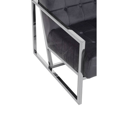 Hana Grey Velvet Chair With Stainless Steel Frame
