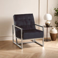 Hana Black Velvet Chair With Stainless Steel Frame