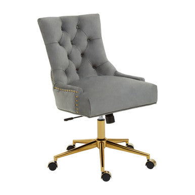 Anita Grey Velvet & Gold Base Home Office Chair