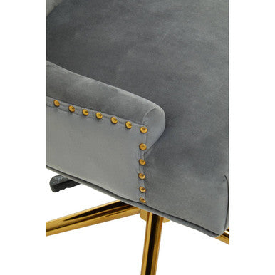 Anita Grey Velvet & Gold Base Home Office Chair