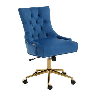 Anita Blue Velvet & Gold Base Home Office Chair