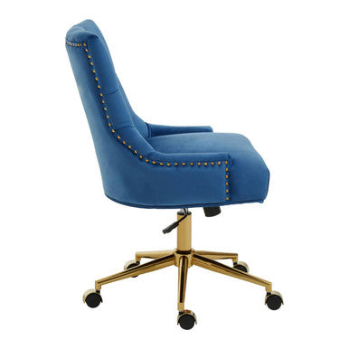Anita Blue Velvet & Gold Base Home Office Chair