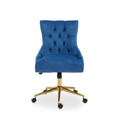Anita Blue Velvet & Gold Base Home Office Chair