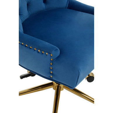Anita Blue Velvet & Gold Base Home Office Chair