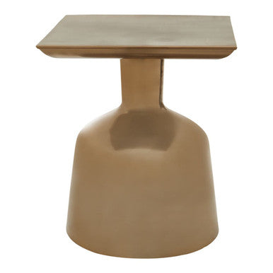 Antique Gold Metal Side Table With Round Glass Top & Round Base, Pazo