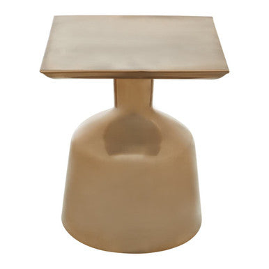 Antique Gold Metal Side Table With Round Glass Top & Round Base, Pazo