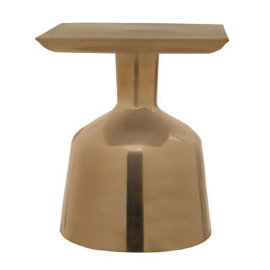 Antique Gold Metal Side Table With Round Glass Top & Round Base, Pazo