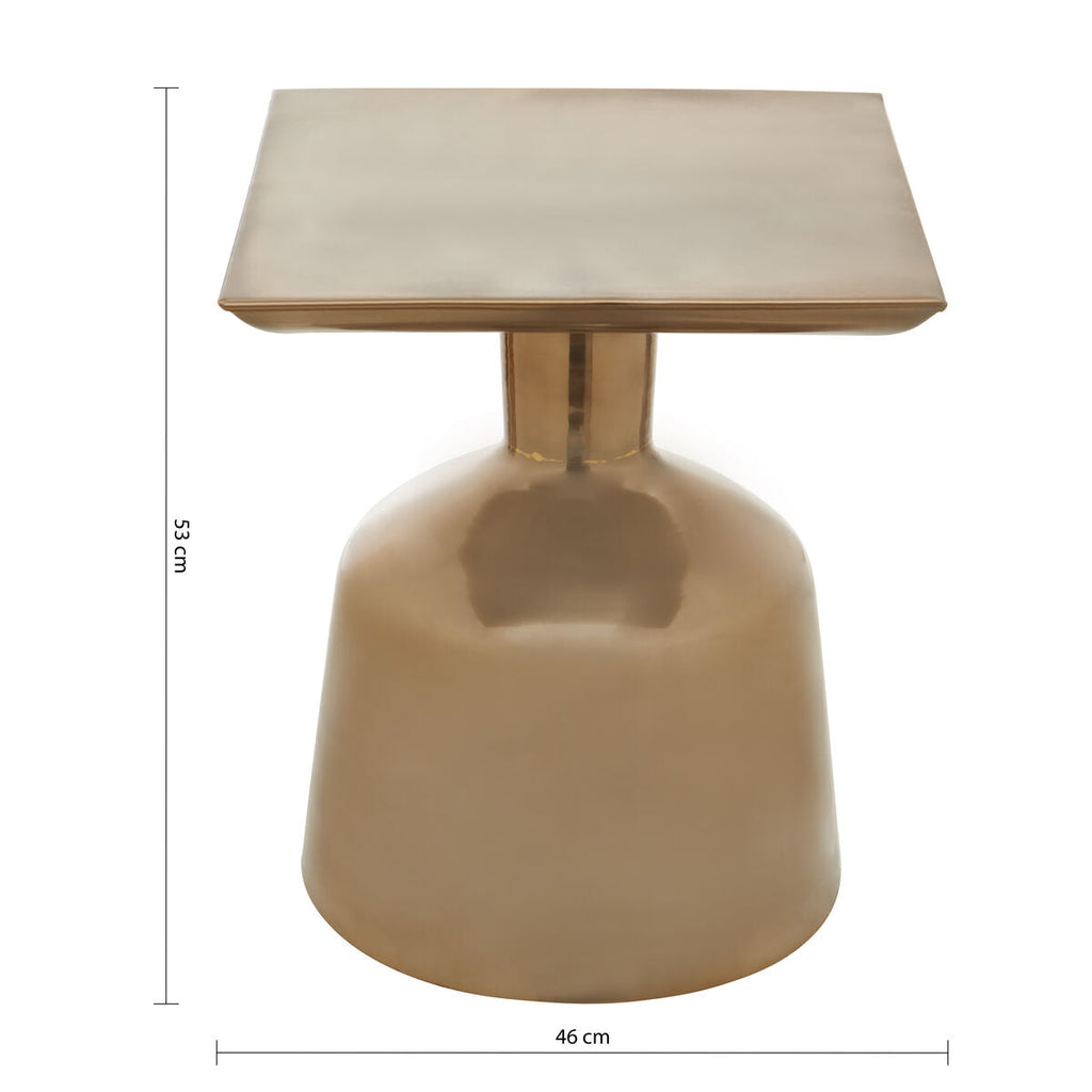 Antique Gold Metal Side Table With Round Glass Top & Round Base, Pazo