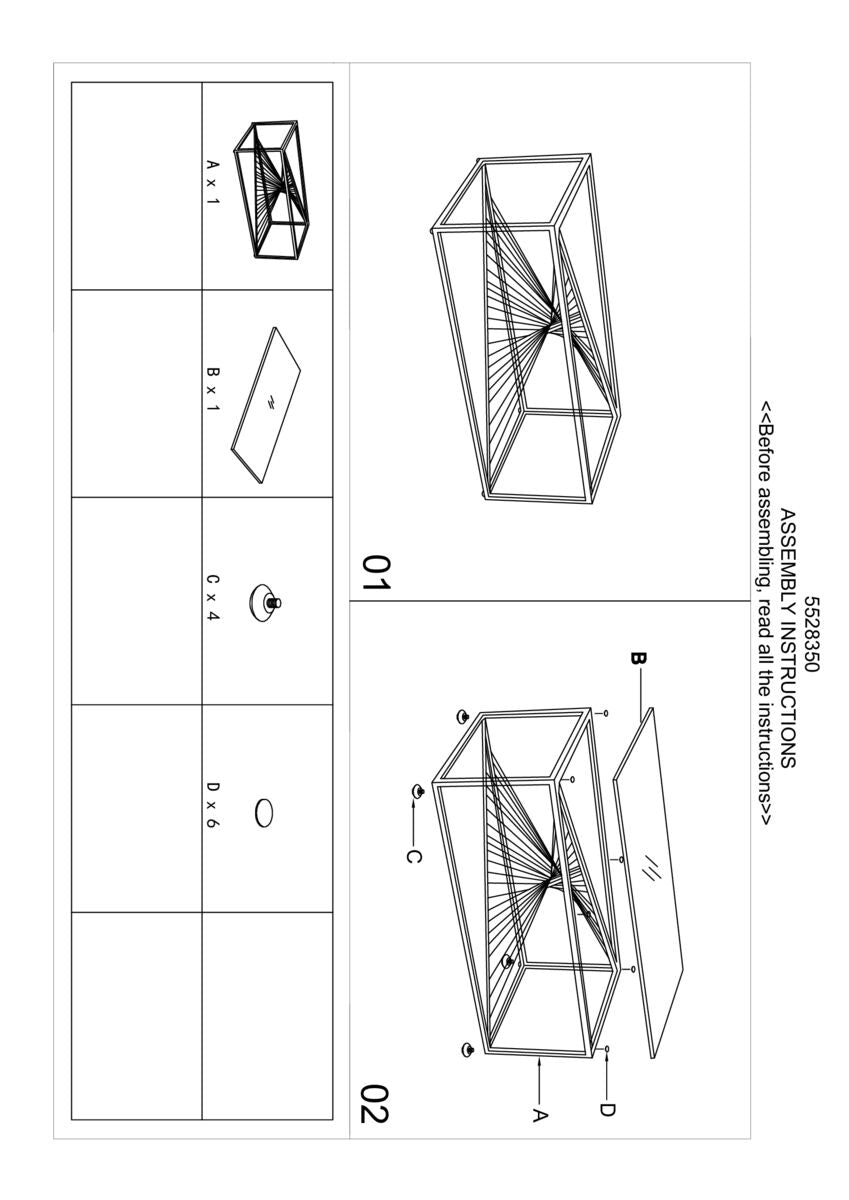 Silver Steel Frame Coffee Table With Glass Top, Amella