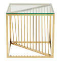 Clear Tempered Glass Top End Table With Gold Frame & Inner Twisted Staircase Design, Amella
