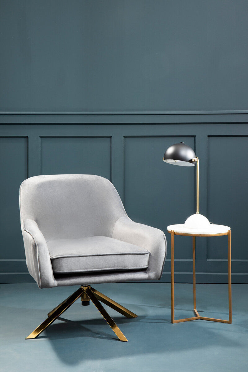 Avery Grey Velvet Swivel Chair