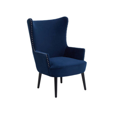Wexley Wingback Blue Mid-Century Lounge Chair