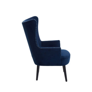 Wexley Wingback Blue Mid-Century Lounge Chair