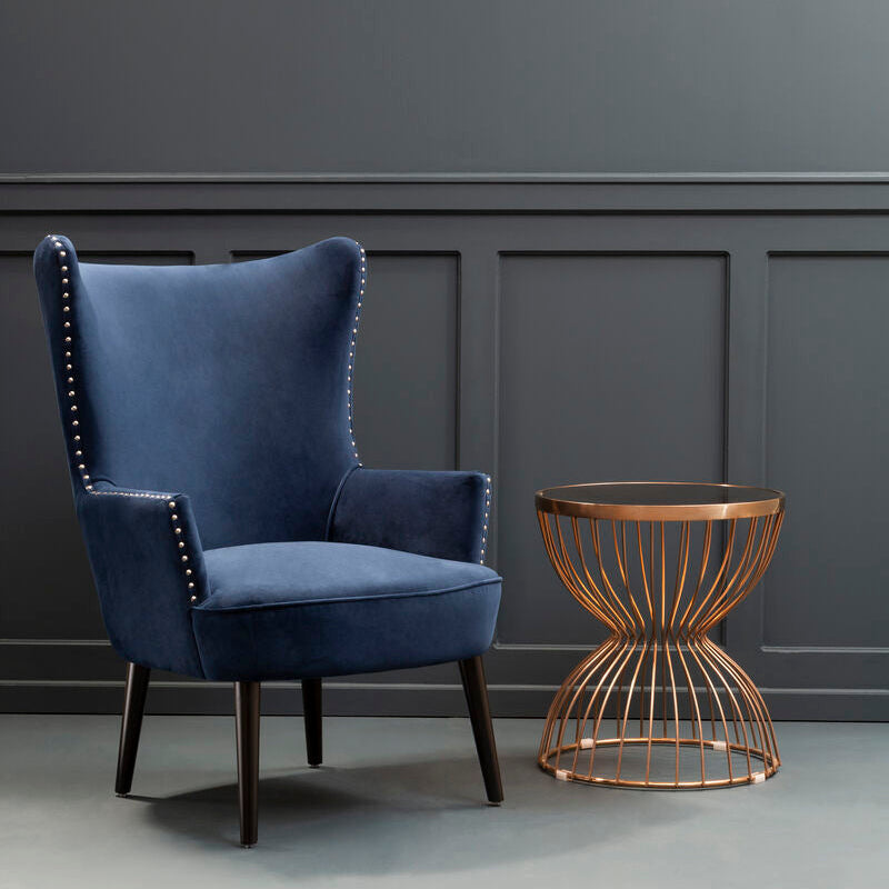 Wexley Wingback Blue Mid-Century Lounge Chair