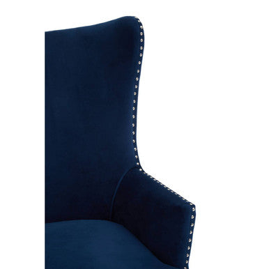 Wexley Wingback Blue Mid-Century Lounge Chair