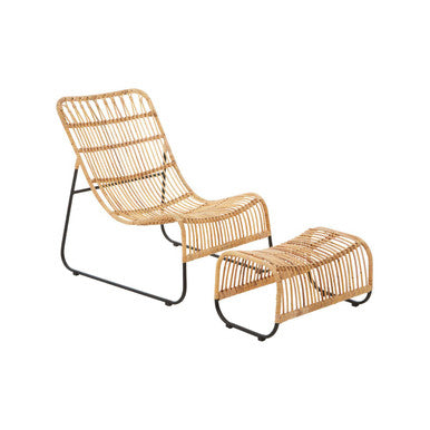 Manado Rattan Chair & Footstool Set