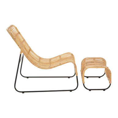Manado Rattan Chair & Footstool Set