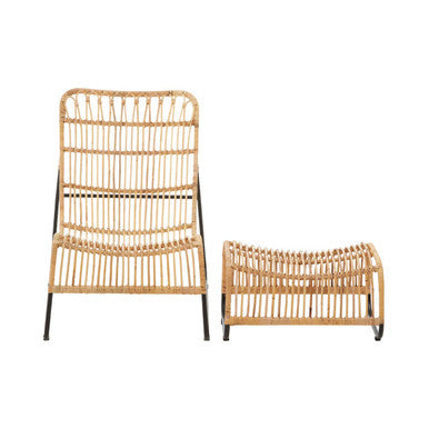 Manado Rattan Chair & Footstool Set