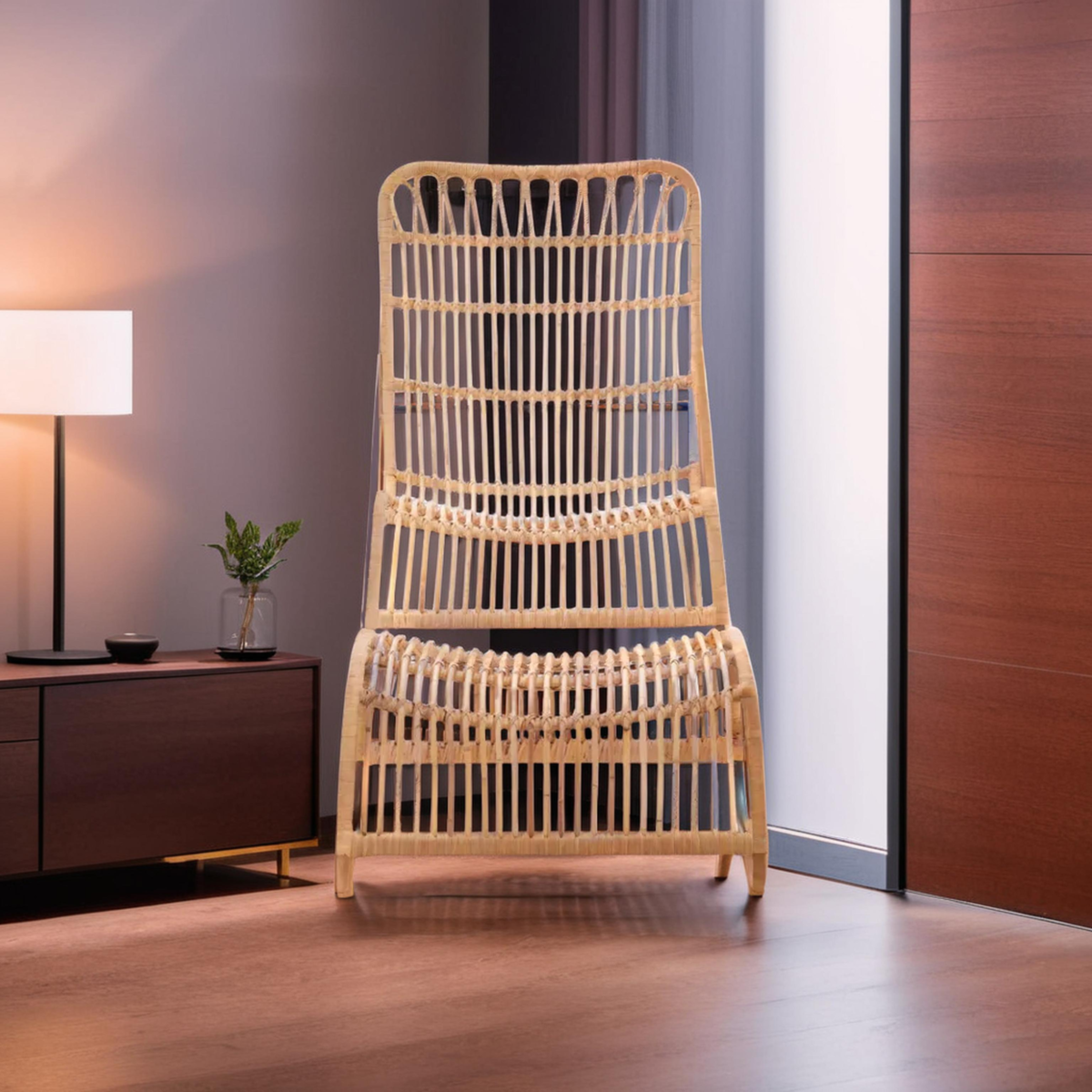 Manado Rattan Chair & Footstool Set