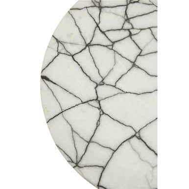 Marmara Marble Top Side Table With Black Iron Stand