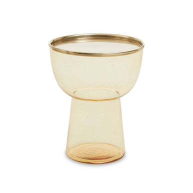 Retro Amber Glass Side Table With Gold-Tone Metal Frame, Martini